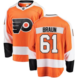 Youth Philadelphia Flyers Justin Braun Fanatics Branded Breakaway Home Jersey - Orange