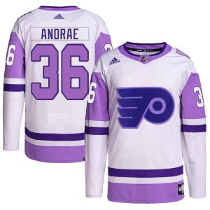 Men's Philadelphia Flyers Emil Andrae Adidas Authentic Hockey Fights Cancer Primegreen Jersey - White/Purple