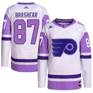 Men's Philadelphia Flyers Donald Brashear Adidas Authentic Hockey Fights Cancer Primegreen Jersey - White/Purple
