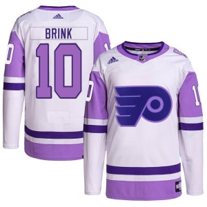 Men's Philadelphia Flyers Bobby Brink Adidas Authentic Hockey Fights Cancer Primegreen Jersey - White/Purple