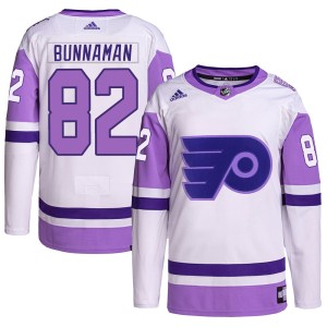 Men's Philadelphia Flyers Connor Bunnaman Adidas Authentic Hockey Fights Cancer Primegreen Jersey - White/Purple
