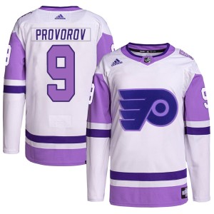 Men's Philadelphia Flyers Ivan Provorov Adidas Authentic Hockey Fights Cancer Primegreen Jersey - White/Purple