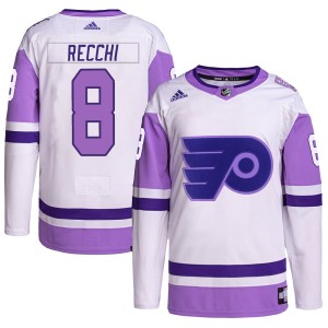 Men's Philadelphia Flyers Mark Recchi Adidas Authentic Hockey Fights Cancer Primegreen Jersey - White/Purple