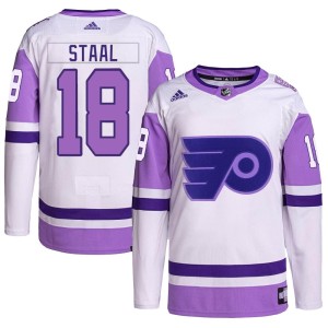 Men's Philadelphia Flyers Marc Staal Adidas Authentic Hockey Fights Cancer Primegreen Jersey - White/Purple