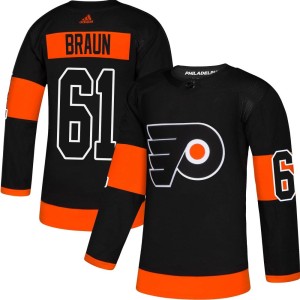 Youth Philadelphia Flyers Justin Braun Adidas Authentic Alternate Jersey - Black