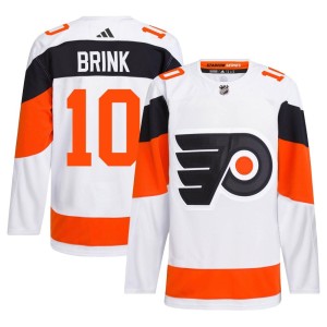 Men's Philadelphia Flyers Bobby Brink Adidas Authentic 2024 Stadium Series Primegreen Jersey - White