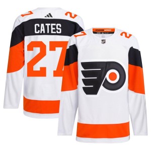 Men's Philadelphia Flyers Noah Cates Adidas Authentic 2024 Stadium Series Primegreen Jersey - White