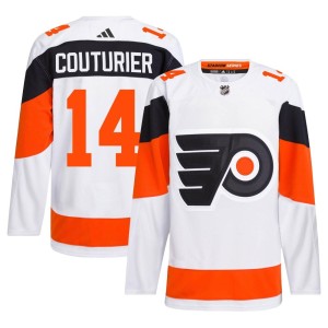 Men's Philadelphia Flyers Sean Couturier Adidas Authentic 2024 Stadium Series Primegreen Jersey - White