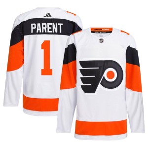 Men's Philadelphia Flyers Bernie Parent Adidas Authentic 2024 Stadium Series Primegreen Jersey - White