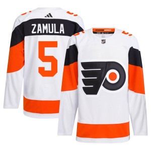 Men's Philadelphia Flyers Egor Zamula Adidas Authentic 2024 Stadium Series Primegreen Jersey - White