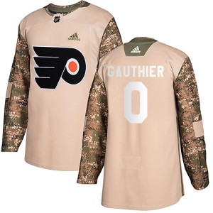Youth Philadelphia Flyers Cutter Gauthier Adidas Authentic Veterans Day Practice Jersey - Camo