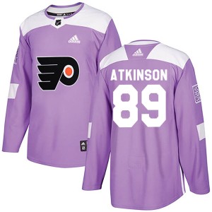 Men's Philadelphia Flyers Cam Atkinson Adidas Authentic Fights Cancer Practice Jersey - Purple