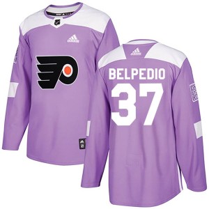 Men's Philadelphia Flyers Louie Belpedio Adidas Authentic Fights Cancer Practice Jersey - Purple