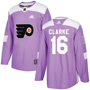 Men's Philadelphia Flyers Bobby Clarke Adidas Authentic Fights Cancer Practice Jersey - Purple