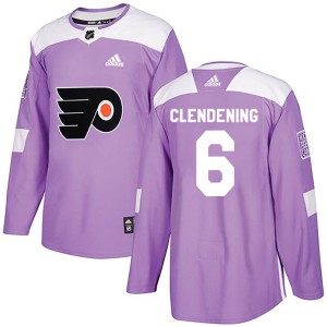 Men's Philadelphia Flyers Adam Clendening Adidas Authentic Fights Cancer Practice Jersey - Purple