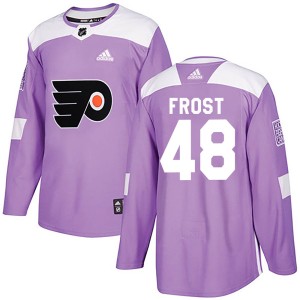 Men's Philadelphia Flyers Morgan Frost Adidas Authentic ized Fights Cancer Practice Jersey - Purple