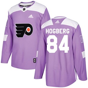Men's Philadelphia Flyers Linus Hogberg Adidas Authentic Fights Cancer Practice Jersey - Purple