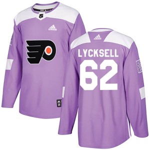 Men's Philadelphia Flyers Olle Lycksell Adidas Authentic Fights Cancer Practice Jersey - Purple