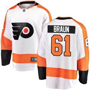 Men's Philadelphia Flyers Justin Braun Fanatics Branded Breakaway Away Jersey - White