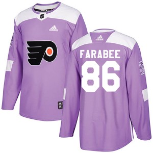 Youth Philadelphia Flyers Joel Farabee Adidas Authentic Fights Cancer Practice Jersey - Purple