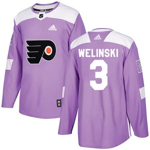 Youth Philadelphia Flyers Andy Welinski Adidas Authentic ized Fights Cancer Practice Jersey - Purple