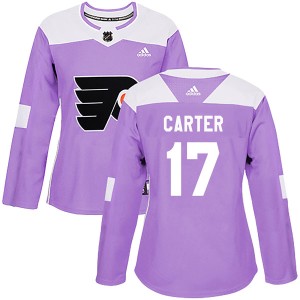 Women's Philadelphia Flyers Jeff Carter Adidas Authentic Fights Cancer Practice Jersey - Purple