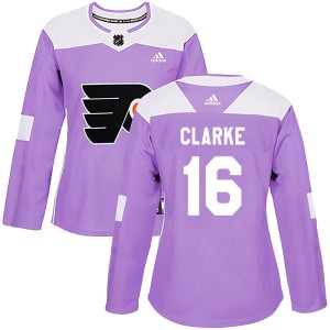 Women's Philadelphia Flyers Bobby Clarke Adidas Authentic Fights Cancer Practice Jersey - Purple