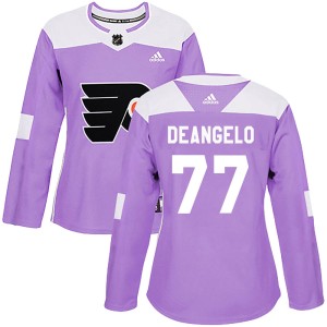 Women's Philadelphia Flyers Tony DeAngelo Adidas Authentic Fights Cancer Practice Jersey - Purple