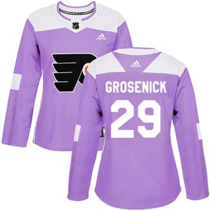 Women's Philadelphia Flyers Troy Grosenick Adidas Authentic Fights Cancer Practice Jersey - Purple
