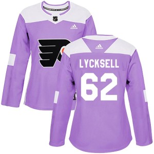 Women's Philadelphia Flyers Olle Lycksell Adidas Authentic Fights Cancer Practice Jersey - Purple