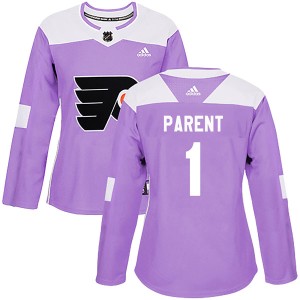 Women's Philadelphia Flyers Bernie Parent Adidas Authentic Fights Cancer Practice Jersey - Purple