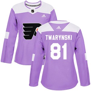 Women's Philadelphia Flyers Carsen Twarynski Adidas Authentic Fights Cancer Practice Jersey - Purple