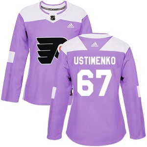 Women's Philadelphia Flyers Kirill Ustimenko Adidas Authentic Fights Cancer Practice Jersey - Purple
