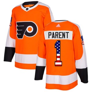 Youth Philadelphia Flyers Bernie Parent Adidas Authentic USA Flag Fashion Jersey - Orange