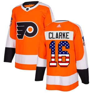 Men's Philadelphia Flyers Bobby Clarke Adidas Authentic USA Flag Fashion Jersey - Orange