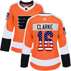 Women's Philadelphia Flyers Bobby Clarke Adidas Authentic USA Flag Fashion Jersey - Orange