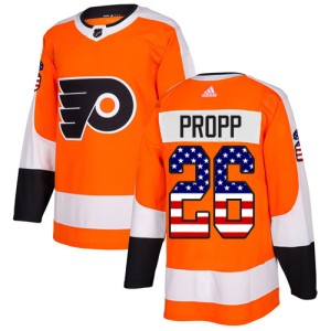 Men's Philadelphia Flyers Brian Propp Adidas Authentic USA Flag Fashion Jersey - Orange