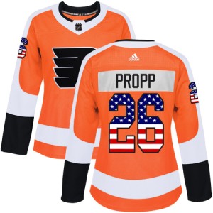 Women's Philadelphia Flyers Brian Propp Adidas Authentic USA Flag Fashion Jersey - Orange