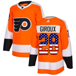 Men's Philadelphia Flyers Claude Giroux Adidas Authentic USA Flag Fashion Jersey - Orange