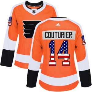 Women's Philadelphia Flyers Sean Couturier Adidas Authentic USA Flag Fashion Jersey - Orange