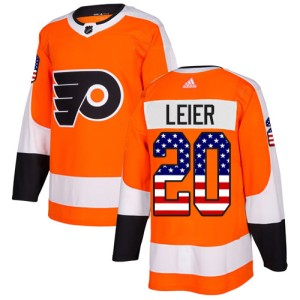 Men's Philadelphia Flyers Taylor Leier Adidas Authentic USA Flag Fashion Jersey - Orange